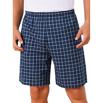 Men's Summer Casual Elastic Waist Plaid Pajamas Sleep Shorts