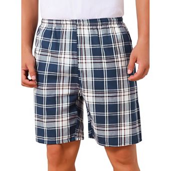 Men's Summer Casual Elastic Waist Plaid Pajamas Sleep Shorts
