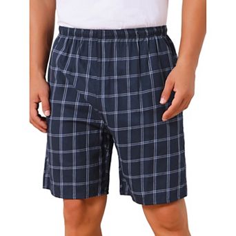 Men's Summer Casual Elastic Waist Plaid Pajamas Sleep Shorts