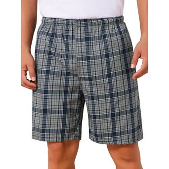 Men's Summer Casual Elastic Waist Plaid Pajamas Sleep Shorts