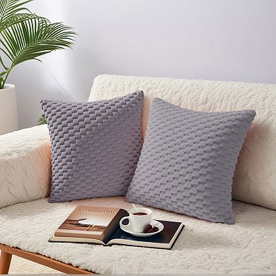 2Pcs Soft Decorative Throw Pillow Covers Fuzzy Plush Cushion Cover for Sofa Couch Bed Living Room