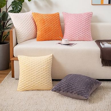2Pcs Soft Decorative Throw Pillow Covers Fuzzy Plush Cushion Cover for Sofa Couch Bed Living Room
