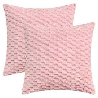 2 pc Soft Decorative Throw Pillow Covers Fuzzy Plush Cushion Cover for Sofa Couch Bed Living Room