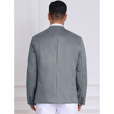 Men's Casual Suit Jacket Stand Collar Single Breasted Suede Blazer