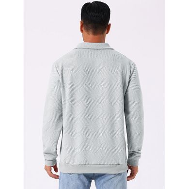 Men's Quarter Zip Pullover Sweatshirt Long Sleeve Geometric Patterns Knitted Sweatshirts
