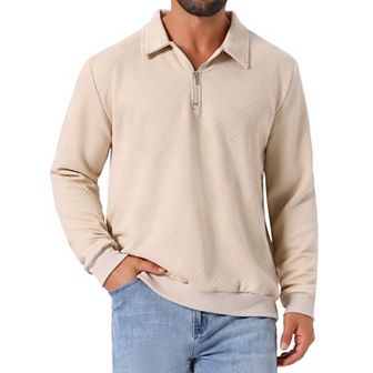 Men's Quarter Zip Pullover Sweatshirt Long Sleeve Geometric Patterns Knitted Sweatshirts