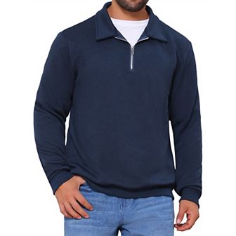 Men's Quarter Zip Pullover Sweatshirt Long Sleeve Geometric Patterns Knitted Sweatshirts