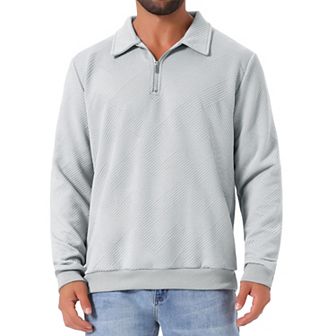 Men's Quarter Zip Pullover Sweatshirt Long Sleeve Geometric Patterns Knitted Sweatshirts