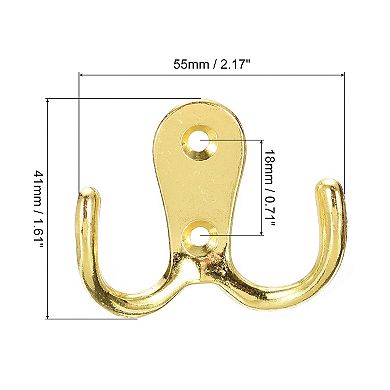 Wall Hooks, 8Pcs Zinc Alloy Double Prong Retro Hook for Hanging Towel Backpack Keys