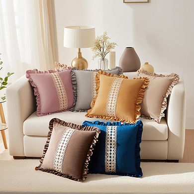 2 Pack Boho Throw Pillow Covers Cushion Cases, Scalloped Wavy Edge Designs, Match for Home Decor