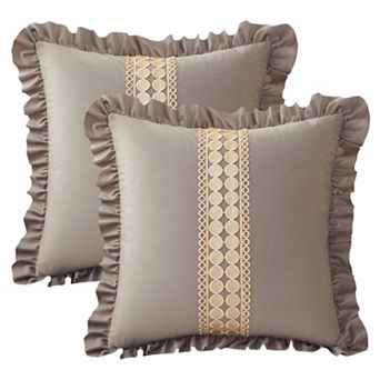 2 Pack Boho Throw Pillow Covers Cushion Cases, Scalloped Wavy Edge Designs, Match for Home Decor