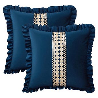 2 Pack Boho Throw Pillow Covers Cushion Cases, Scalloped Wavy Edge Designs, Match for Home Decor
