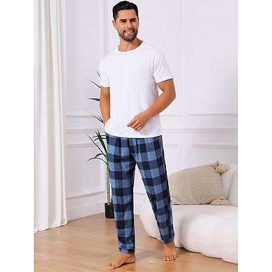 Men's Elastic Waist Drawstring Casual Plaid Sleep Pajamas Pants
