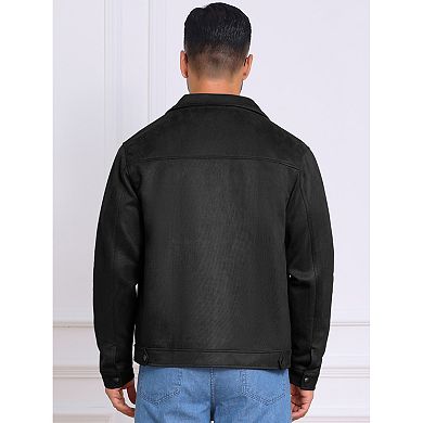 Men's Casual Coat Collared Zipper Outdoor Wear Vintage Suede Jacket