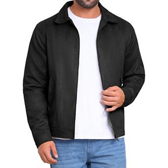 Men's Casual Coat Collared Zipper Outdoor Wear Vintage Suede Jacket