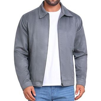 Men's Casual Coat Collared Zipper Outdoor Wear Vintage Suede Jacket