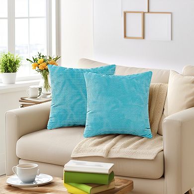 2 Pcs Corduroy Classical Modern Soft Solid Pillow Covers for Couch Sofa Home Bedroom