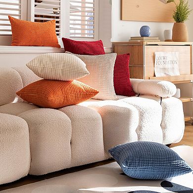 2 Pcs Corduroy Classical Modern Soft Solid Pillow Covers for Couch Sofa Home Bedroom