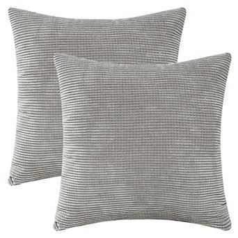 2 pc Corduroy Classical Modern Soft Solid Pillow Covers for Couch Sofa Home Bedroom