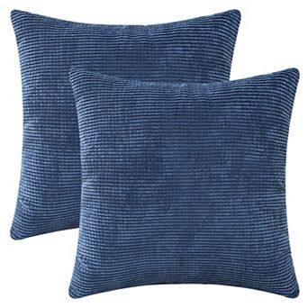 2 pc Corduroy Classical Modern Soft Solid Pillow Covers for Couch Sofa Home Bedroom