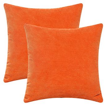 2 pc Corduroy Classical Modern Soft Solid Pillow Covers for Couch Sofa Home Bedroom