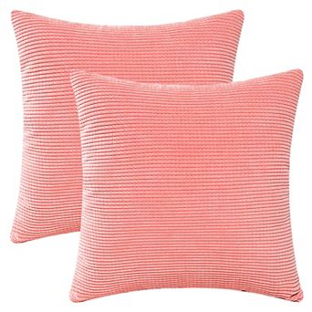 2 pc Corduroy Classical Modern Soft Solid Pillow Covers for Couch Sofa Home Bedroom