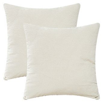2 pc Corduroy Classical Modern Soft Solid Pillow Covers for Couch Sofa Home Bedroom