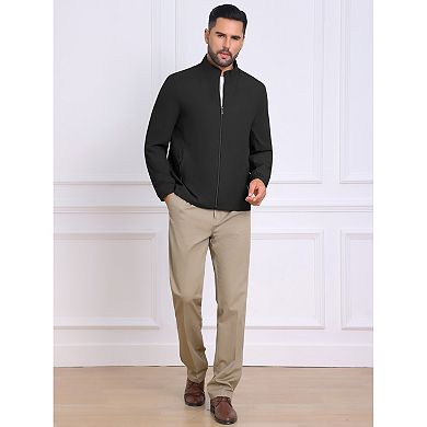Men's Lightweight Stand Collar Full Zip Up Business Golf Bomber Jacket