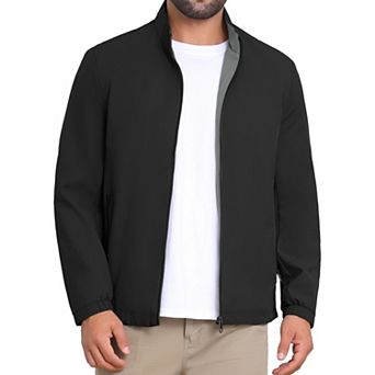 Men's Lightweight Stand Collar Full Zip Up Business Golf Bomber Jacket