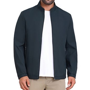 Men's Lightweight Stand Collar Full Zip Up Business Golf Bomber Jacket