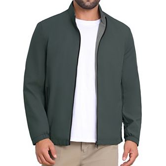 Men's Lightweight Stand Collar Full Zip Up Business Golf Bomber Jacket