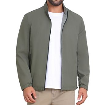 Men's Lightweight Stand Collar Full Zip Up Business Golf Bomber Jacket