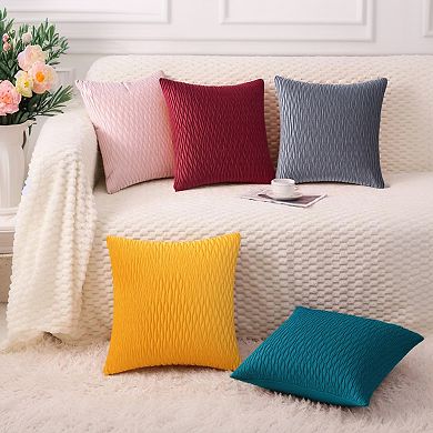 Throw Pillow Covers, 2 Pack Striped Velvet Rectangular Decorative Pillow Cases for Farmhouse Couch