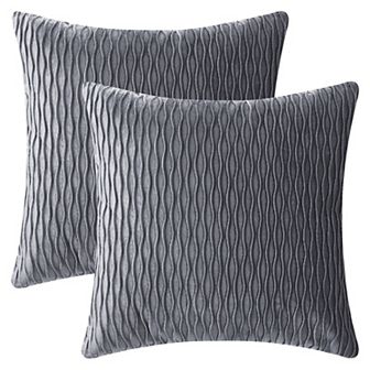 Throw Pillow Covers, 2 Pack Striped Velvet Rectangular Decorative Pillow Cases for Farmhouse Couch