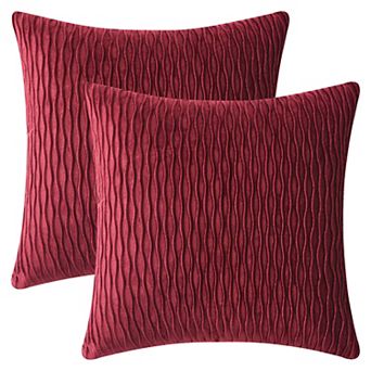 Throw Pillow Covers, 2 Pack Striped Velvet Rectangular Decorative Pillow Cases for Farmhouse Couch