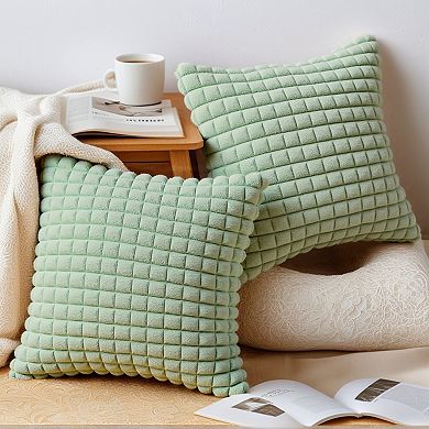 Throw Pillow Covers Set of 2, Soft Plush Solid Couch Pillow Cases for Sofa Bed Living Room Home