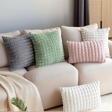 Throw Pillow Covers Set of 2, Soft Plush Solid Couch Pillow Cases for Sofa Bed Living Room Home