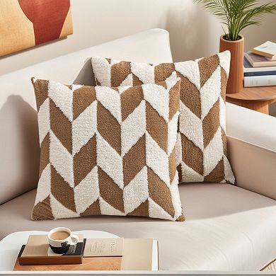 Throw Pillow Covers, 2 Pack Soft Snowflake Fleece Geometric Cushion Cases for Couch Sofa Living Room