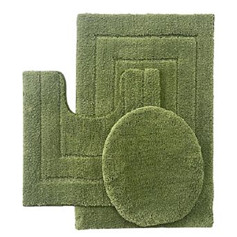 Clearwater Collection 3 pc Bathroom Rug Set Bath Mat, Contour Rug & Lid Cover