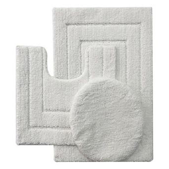 Clearwater Collection 3 pc Bathroom Rug Set Bath Mat, Contour Rug & Lid Cover