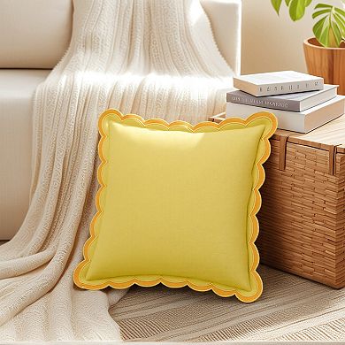 Cotton Throw Pillow Covers Cushion Cases, Scalloped Wavy Edge Designs, Match for Home Decor 1Pc