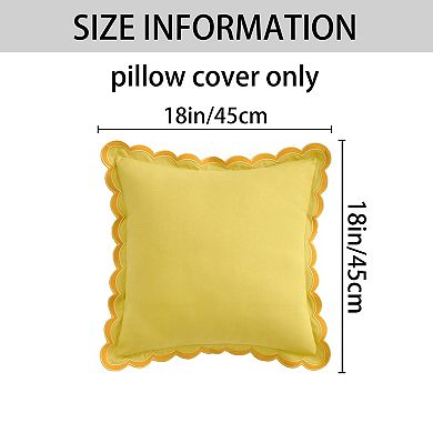 Cotton Throw Pillow Covers Cushion Cases, Scalloped Wavy Edge Designs, Match for Home Decor 1Pc