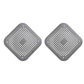 2 pc Shower Drain Hair Catcher Square Drain Cover Silicone Strainer with Detachable Suction Cup