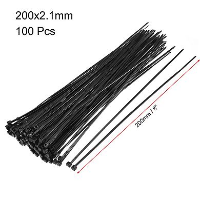 Nylon Cable Ties 8 Inch Self-Locking Zip Ties 0.08 Inch Width Black 100pcs
