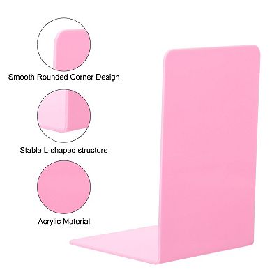 Acrylic Bookends, 4 Pcs L-shaped Book Ends for Shelves Magazine Stand