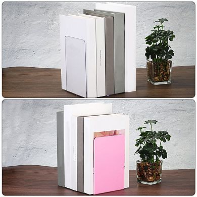 Acrylic Bookends, 4 Pcs L-shaped Book Ends for Shelves Magazine Stand