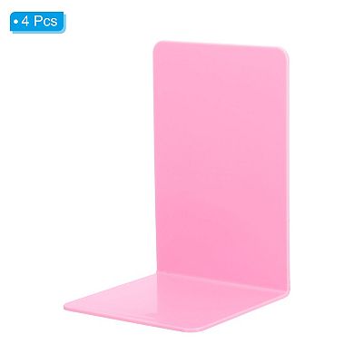 Acrylic Bookends, 4 Pcs L-shaped Book Ends for Shelves Magazine Stand