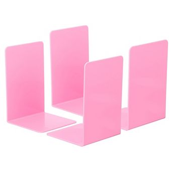 Acrylic Bookends, 4 pc L-shaped Book Ends for Shelves Magazine Stand