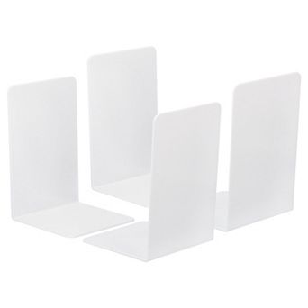 Acrylic Bookends, 4 pc L-shaped Book Ends for Shelves Magazine Stand