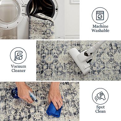 Washable Rug for Living Room, Non-Slip Non Shedding Soft Carpet,Indoor Foldable Printed Accent Rug